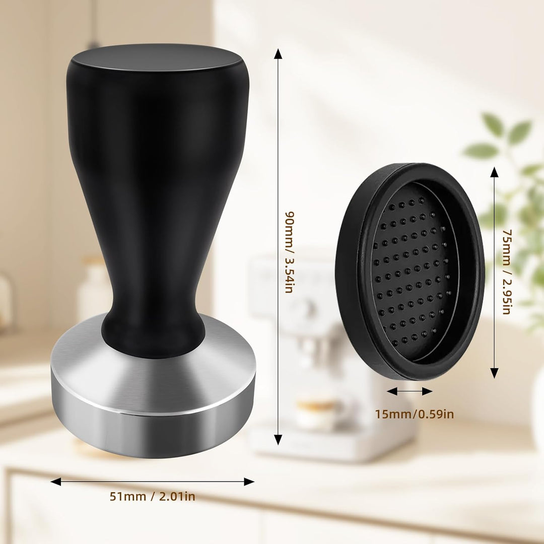 Philorn 51mm Kaffee Tamper aus Edelstahl, Espresso-Stampfer mit Silikonkissen, Kaffeemehlpresser mit