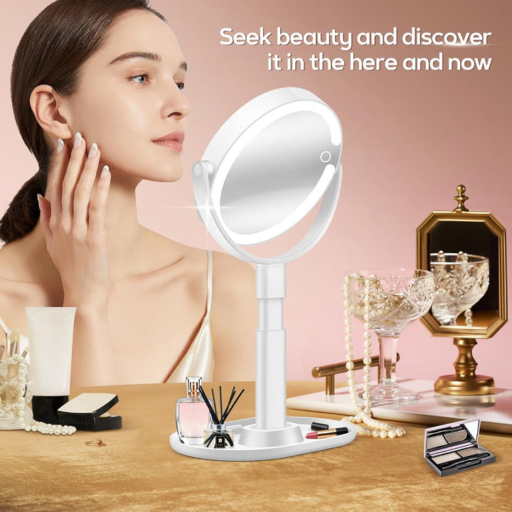 B Beauty Planet Beleuchteter Makeup Spiegel 30X Vergrösserungsspiegel mit 3 Farblicht, dimmbare LED