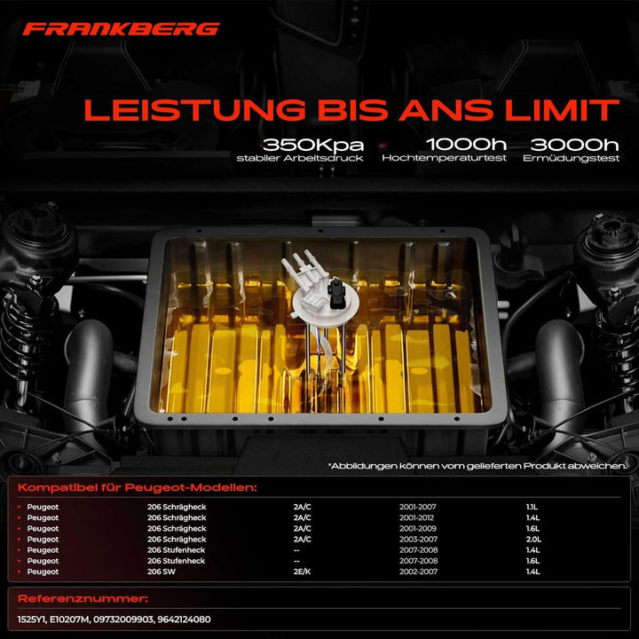 Kraftstoffpumpe Benzinpumpe mit Tankgeber für 206 Schrägheck 2A/C 206 Stufenheck 206 SW 2E/K 2001-20