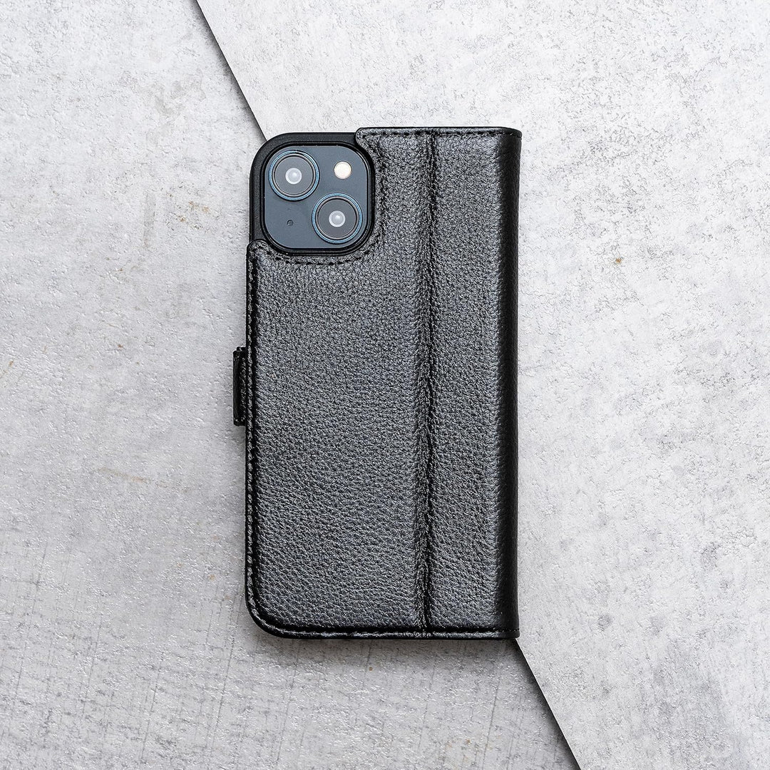 Porter Riley - Lederhülle für iPhone 13 (6.1"). Premium Echtleder Standhülle/Ledertasche/Brieftasche