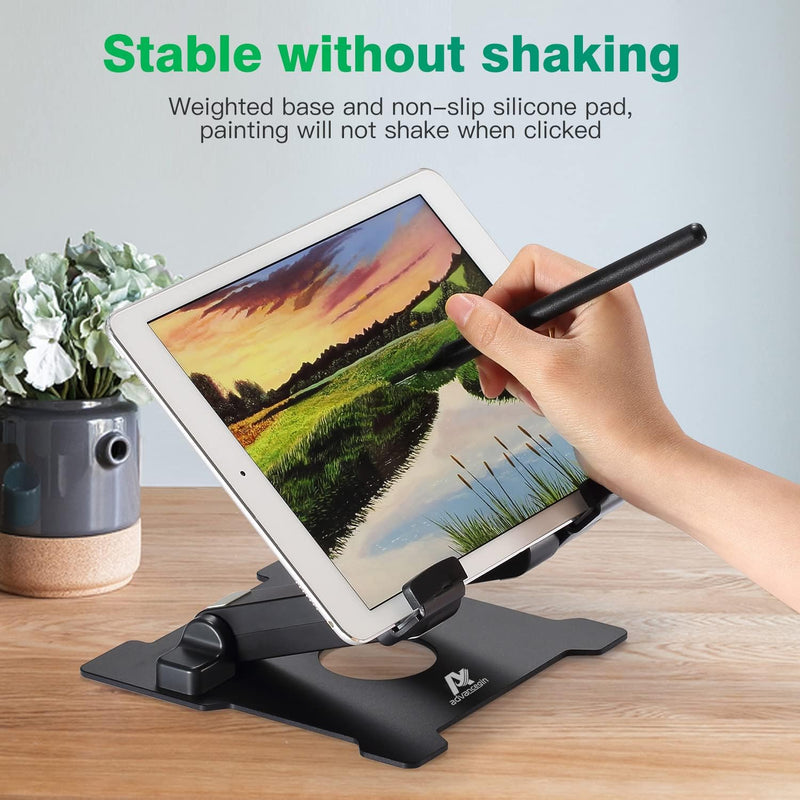 AJ advancegin iPad Stand,【Updated】 Adjustable Eye-Level Aluminum Solid Desktop Tablet Stand Holder P