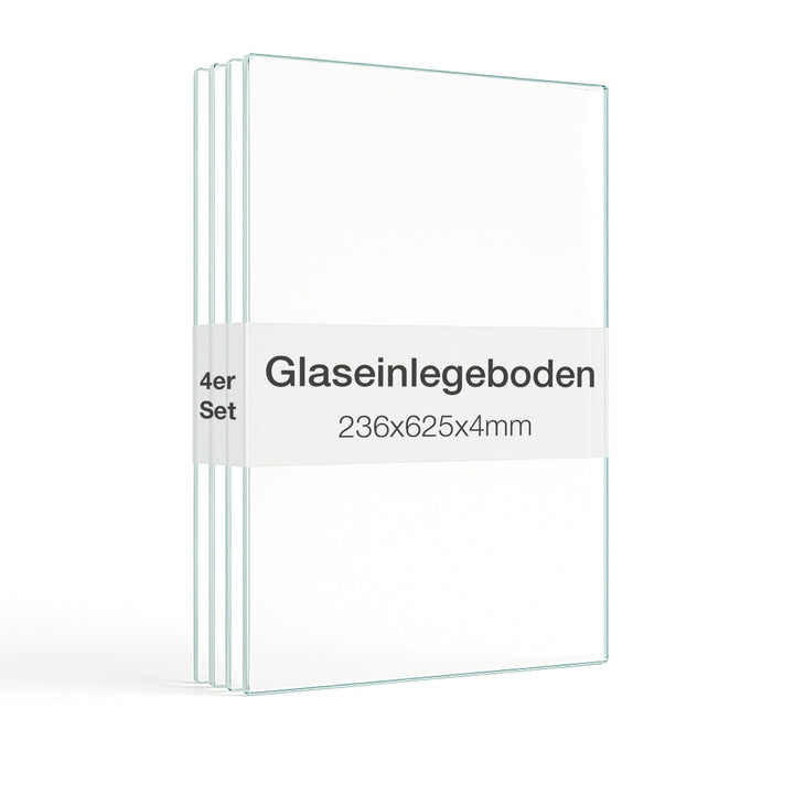 K-Möbel Glaseinlegeboden 4er-Set Glasboden für 2 TRG. Standvitrine für C1084 / C1019 Zubehör Glasböd