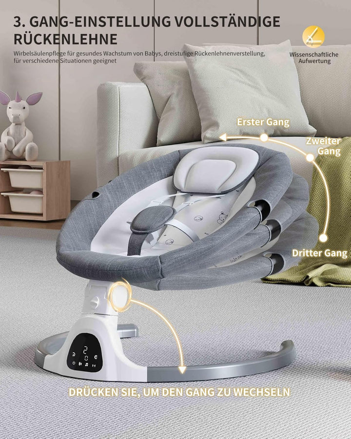 Bluetooth-Baby-Schaukel für Säuglinge, 5 Geschwindigkeit Musik-Lautsprecher mit 12 voreingestellten