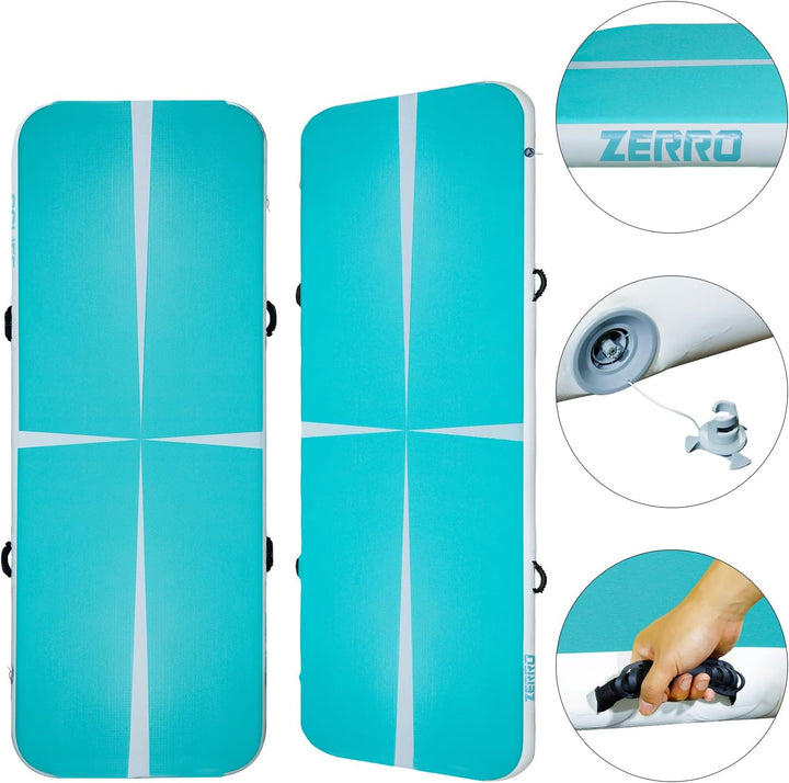 CCLIFE Tumbling Airtrack Turnmatte Rolle Air Roll 1/3/4/5m Aufblasbar Gymnastik klappbar mit Elektri