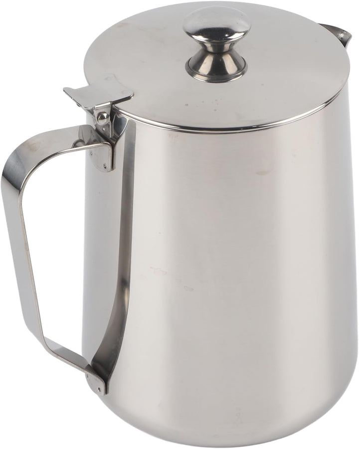 Milchaufschäumkrug mit Deckel, Tropffreier Auslauf aus Milchkännchen, Edelstahl Kaffeekännchen mit D