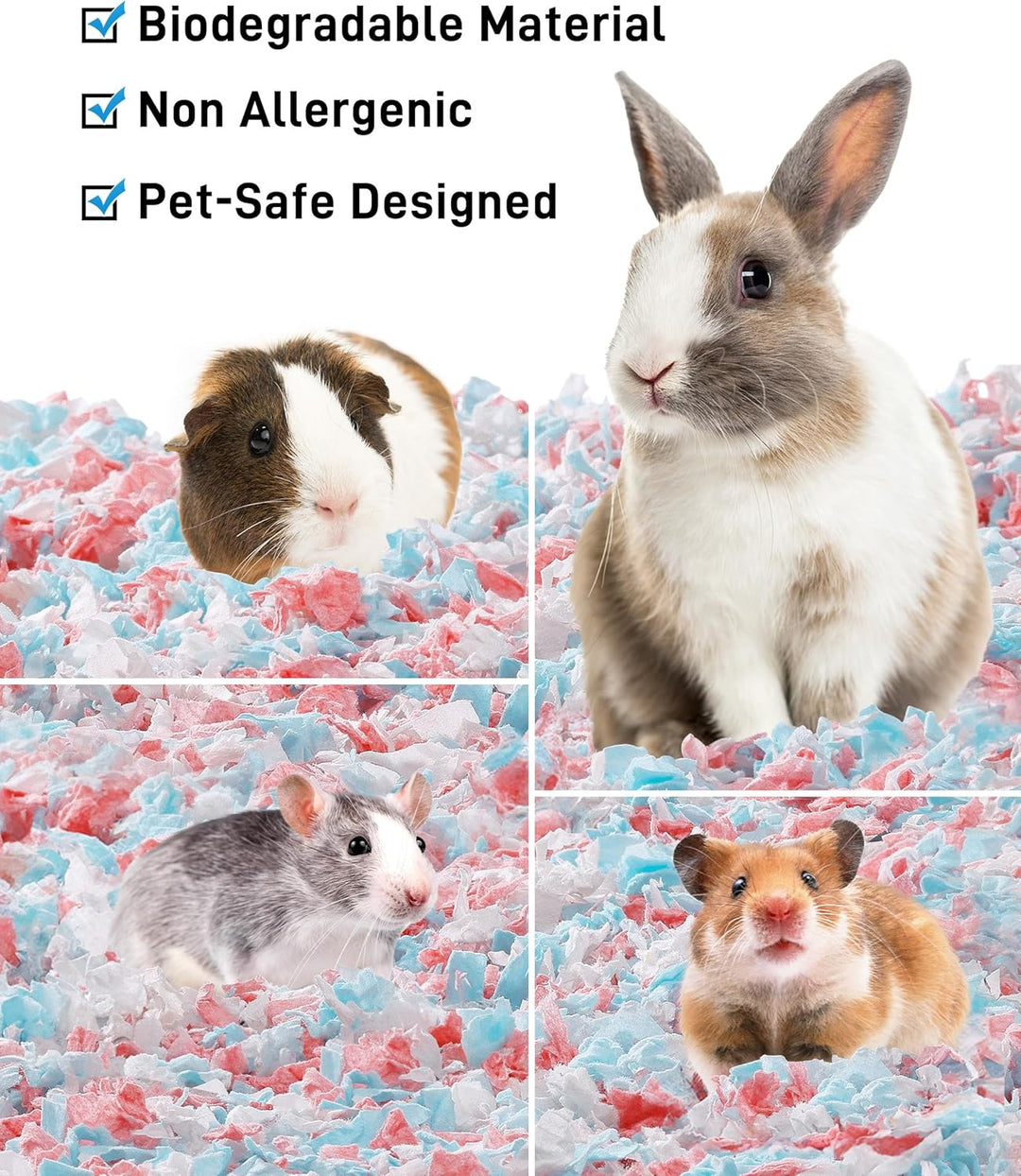 BUCATSTATE Hamster Streu 70L, Papier Einstreu für Kleintiere, Besonders Saugfähige &amp; 99,9% Staubfrei