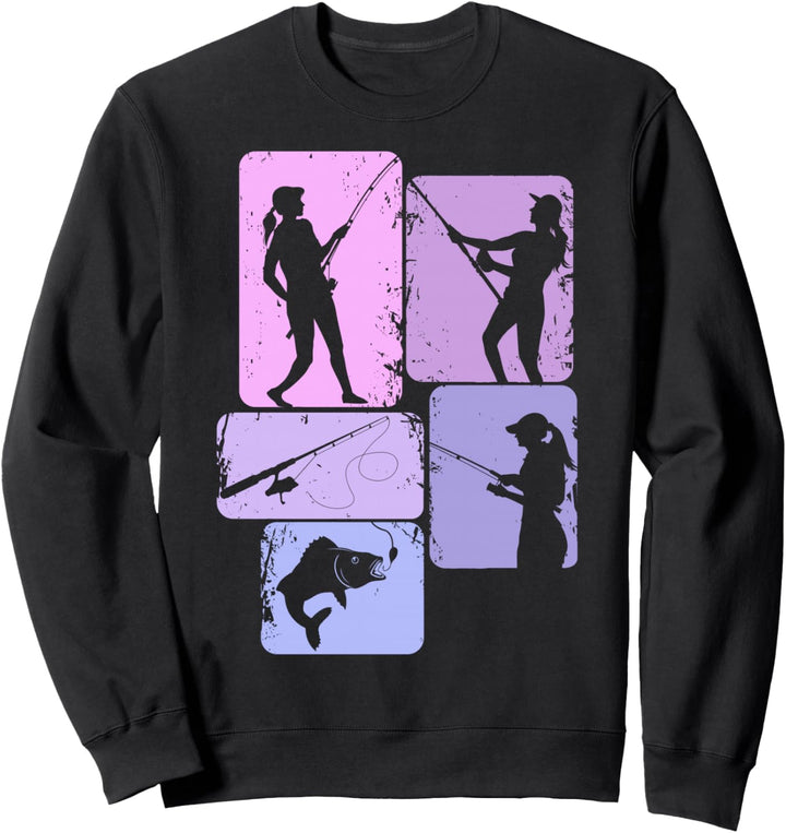 Angeln Fischen Fischer Anglerin Angel Mädchen Damen Sweatshirt