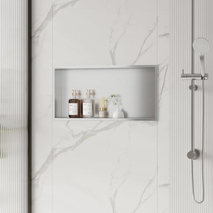 Neodrain Wandnische Dusche Edelstahl Duschnische Einzelregal Lagerung für Badezimmer 60 x 30 cm, Geb