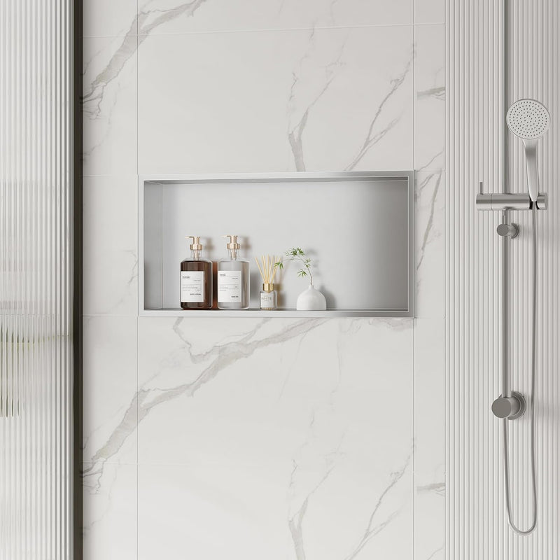 Neodrain Wandnische Dusche Edelstahl Duschnische Einzelregal Lagerung für Badezimmer 60 x 30 cm, Geb
