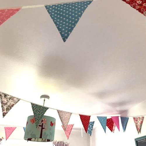 G2PLUS Süsse Beidseitig Wimpel Girlande, 10M Bunting Wimpelkette Stoff, Rot und Lila Stoffgirlande m
