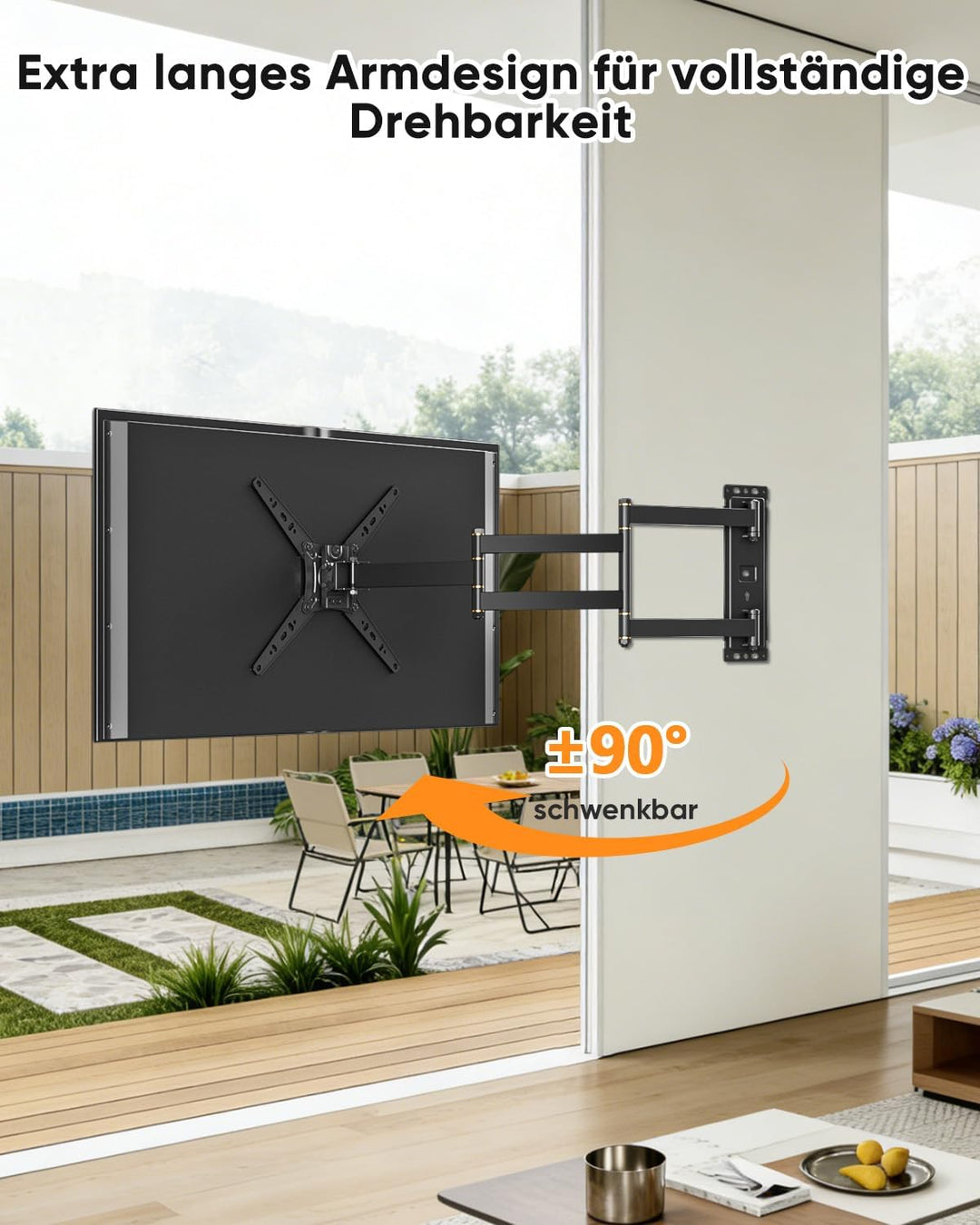 180° Drehung TV Wandhalterung mit 1035 mm Langem Arm, FORGING MOUNT Wandhalterung Gelenkarm Schwenkb