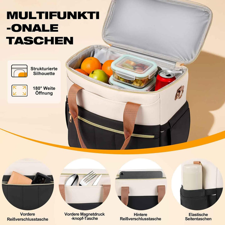 ISEYOU Kühltasche, Lunchtasche mit Weiter Öffnung, Grosse Auslaufsichere Lunch Bag Damen Herren mit