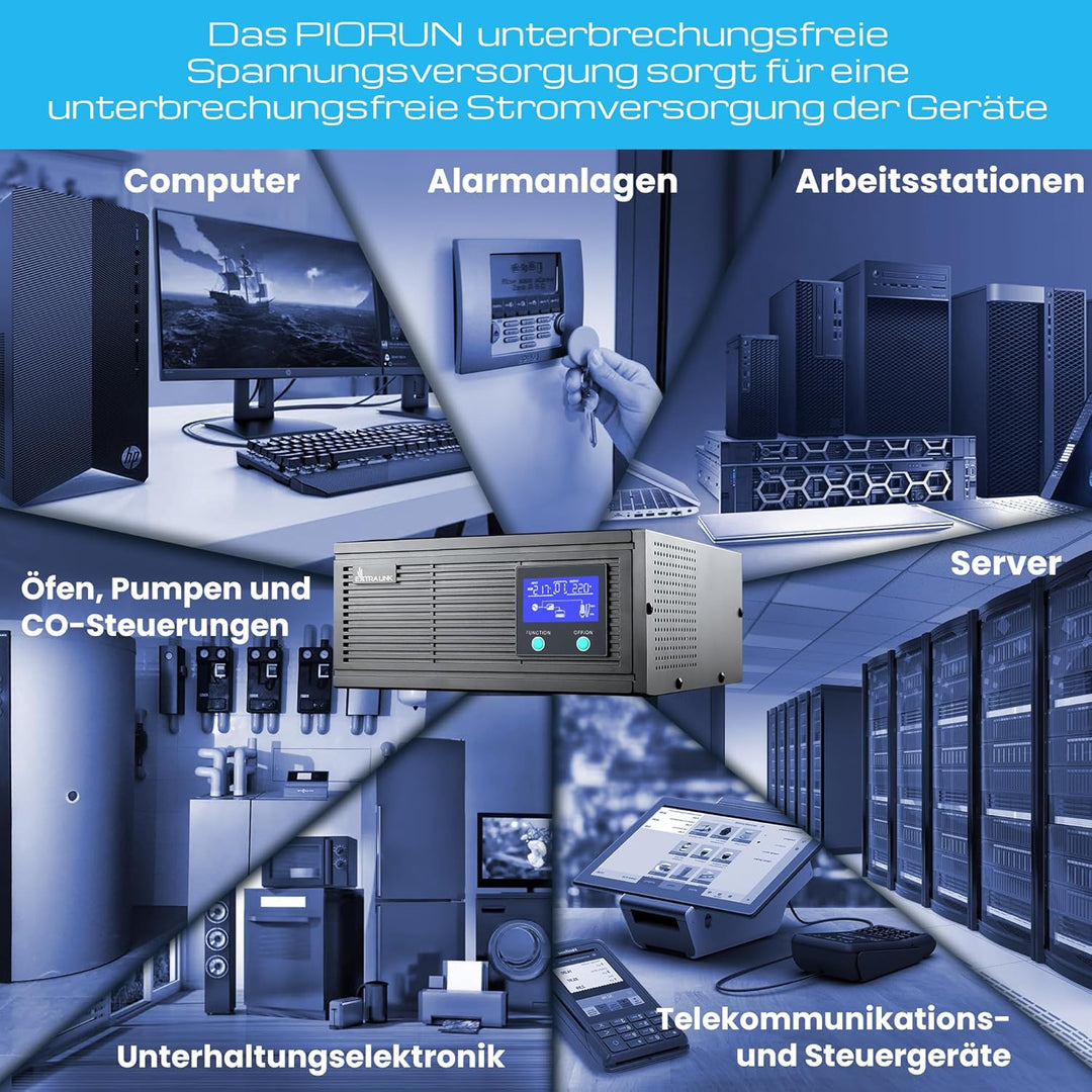 Notstromversorgung UPS EXTRALINK Piorun 1200VA/1000W Wechselrichter Reiner Sinus Pro 24VDC USV Inver