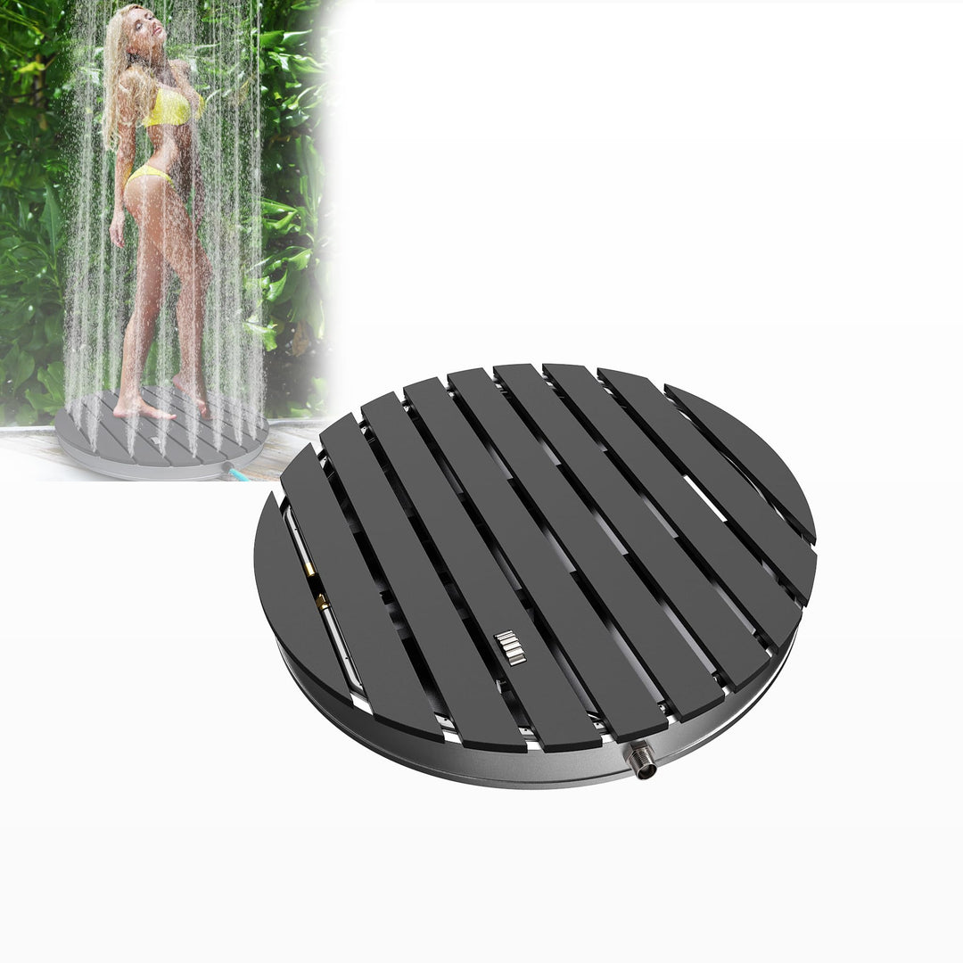UISEBRT Gartendusche Aussendusche aus WPC und Aluminium - Mobile Bodendusche Solardusche Campingdusc