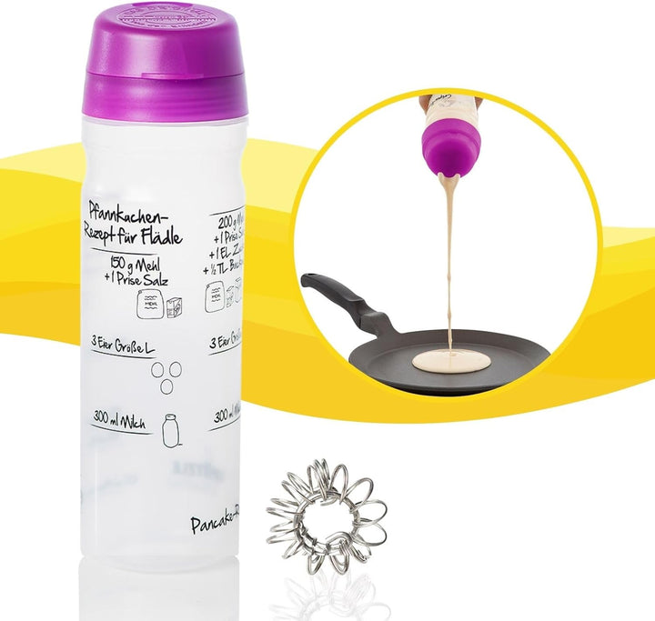 Spätzle-Shaker Shaker-Set (LILA) mit 875ml-Pfannkuchen-Shaker + 4-Portionen-Spätzle-Shaker Teigmixer