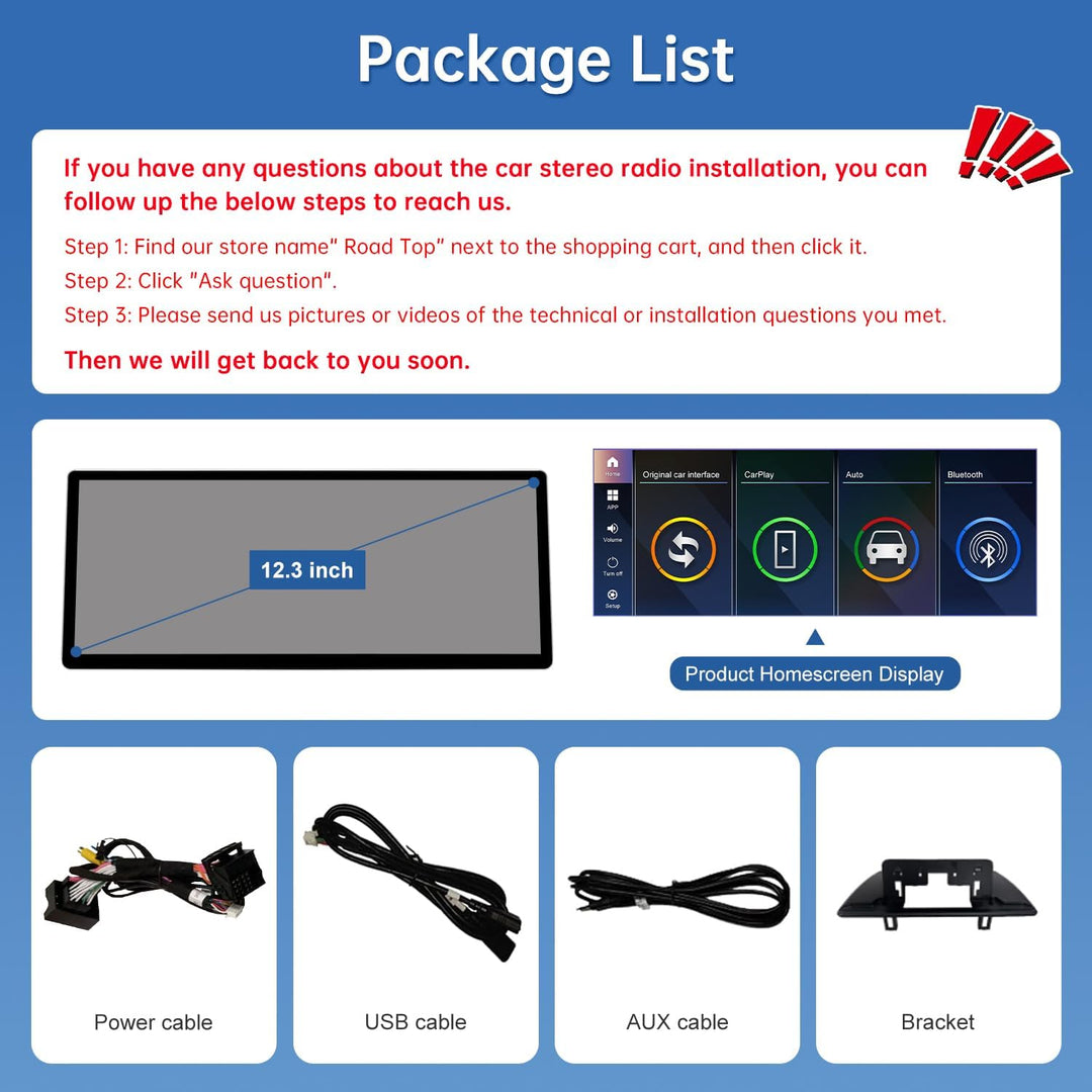 Road Top 12,3 Zoll Autoradio CarPlay für BMW 1er E81/E82/E87/E88 mit CIC | 2008-2012, Linux HD Touch