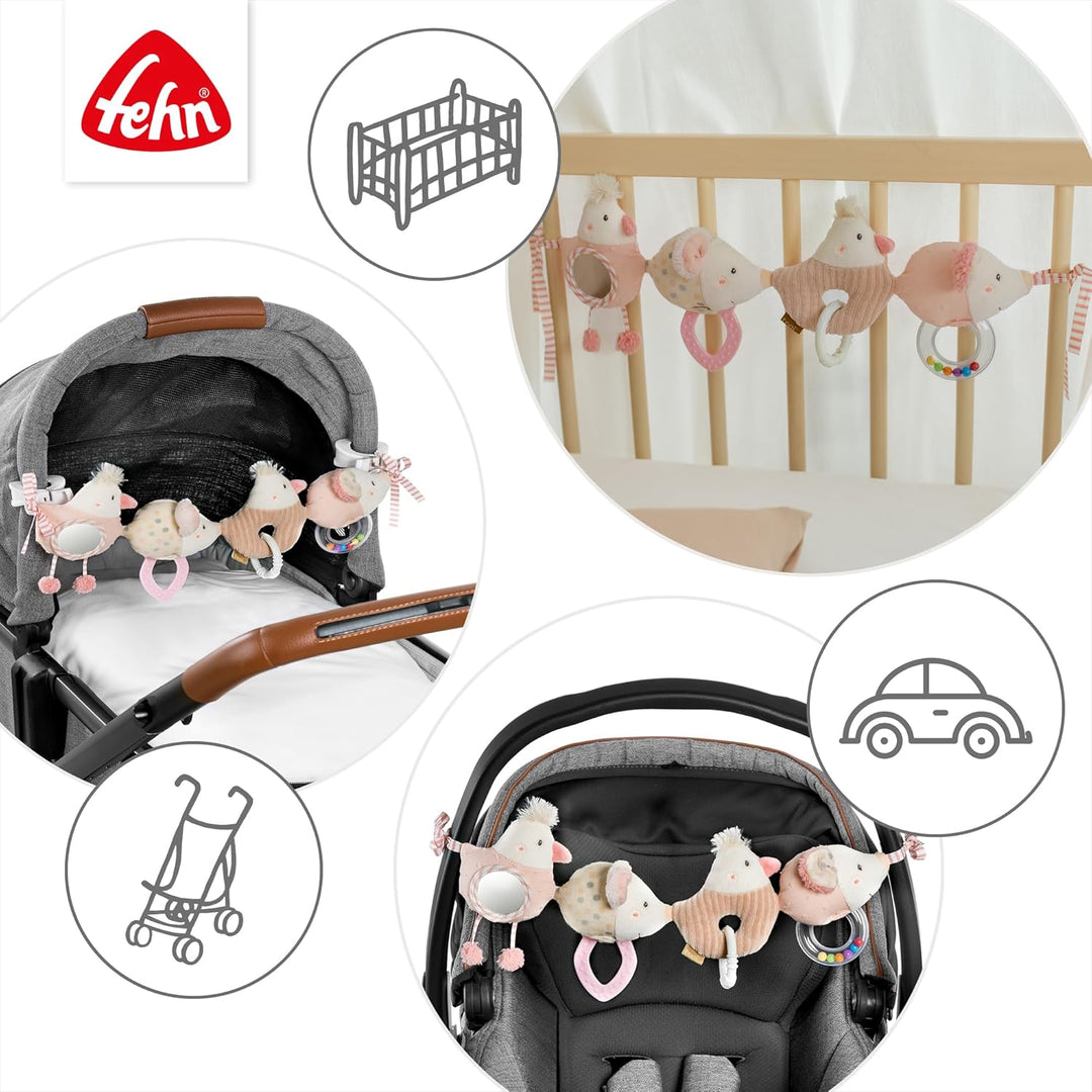 Fehn Kinderwagenkette feehnLAND, Babyspielzeug mit Rassel und 2 Klemmen | Flexibel an Kinderwagen, B