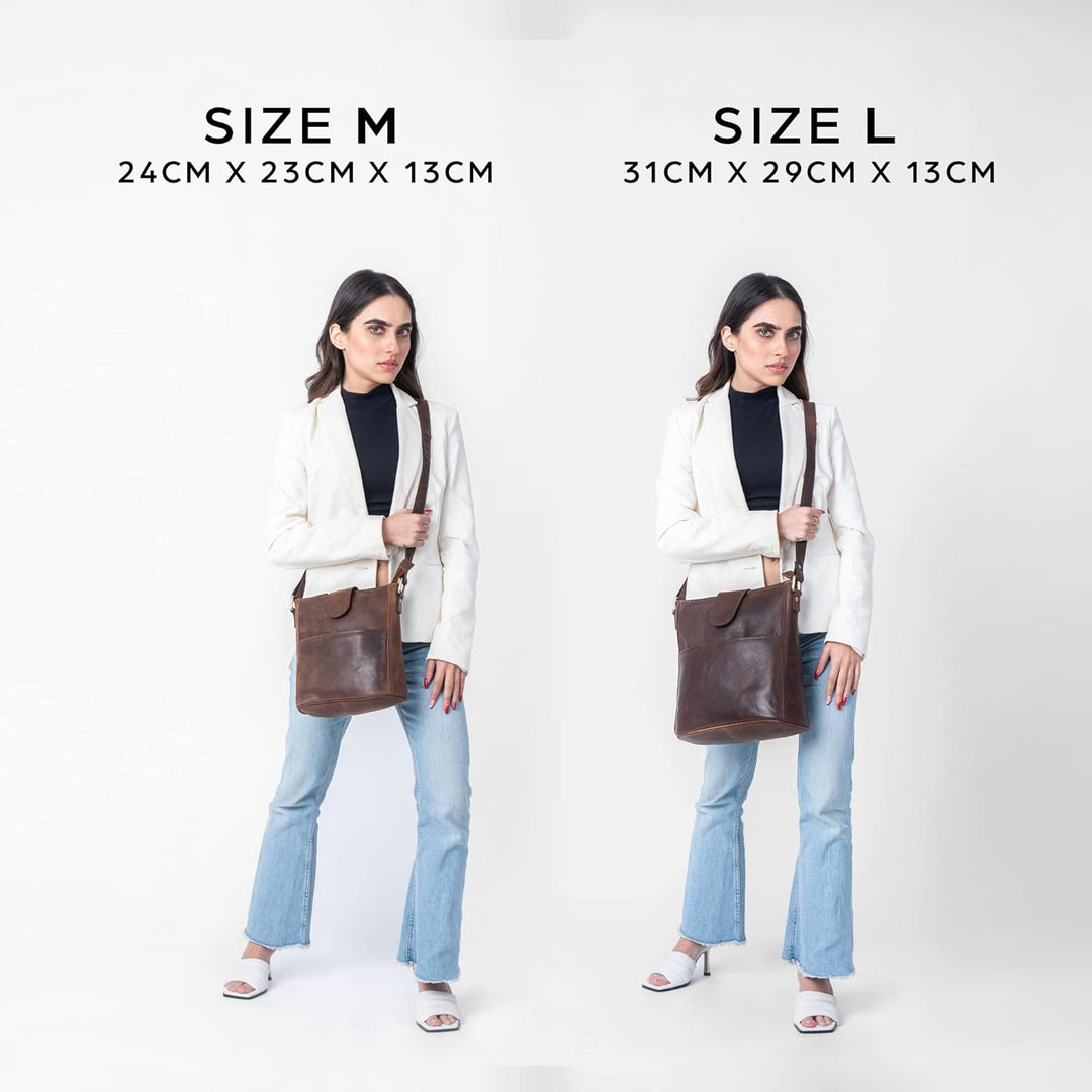 LEABAGS Leder Handtasche Damen I Premium Echtleder Umhängetasche I Damen Schultertasche I Damentasch
