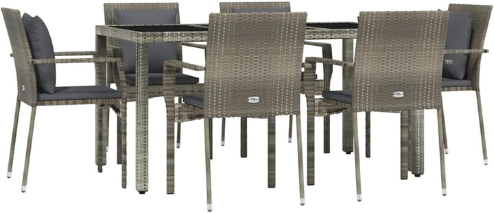 Festnight 7 teilig Garten Sitzgruppe Poly Rattan Gartenmöbel Set 6 Personen Essgruppe Gartentisch mi