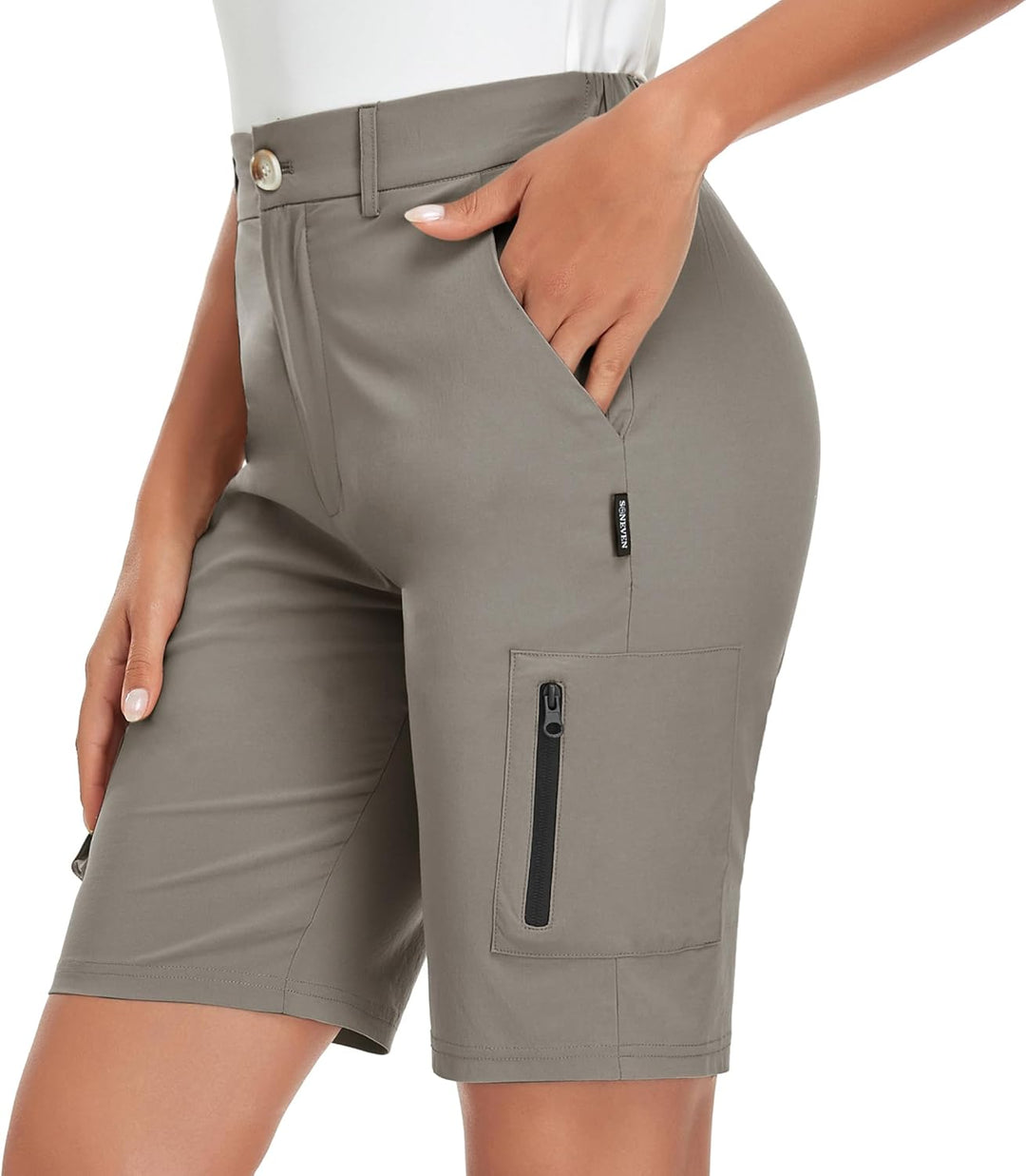 Soneven Wanderhose Damen Kurz Cargoshorts Bermuda Shorts Sommer Outdoor Trekkinghose Leichte Schnell