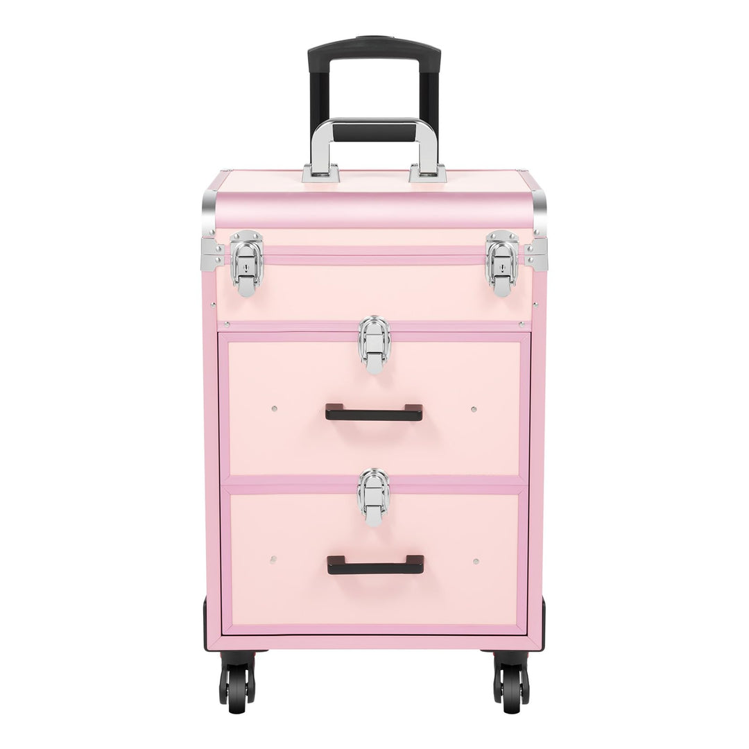 Kosmetikkoffer Trolley, Kosmetikkoffer Schminkkoffer mit 4 Rollen, Friseurkoffer Rollkoffer mit 2 Sc