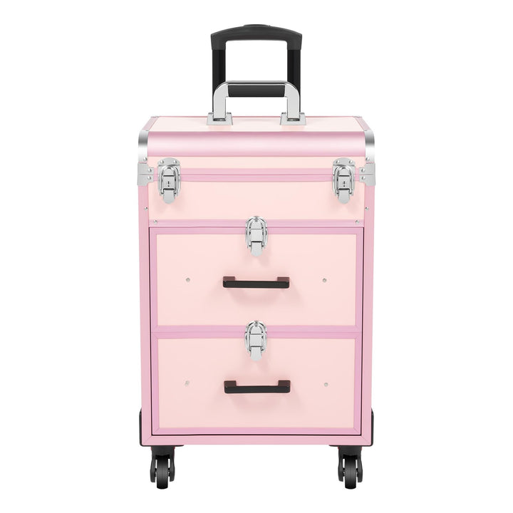 Kosmetikkoffer Trolley, Kosmetikkoffer Schminkkoffer mit 4 Rollen, Friseurkoffer Rollkoffer mit 2 Sc