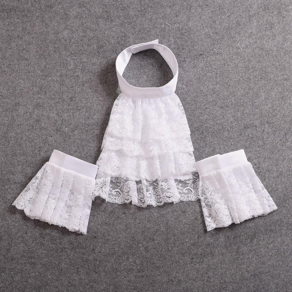 BLESSUME Jabot Kragen Viktorianisch Halskrause Spitze Jabot Kostüm Gross Weiss Jabot Manschetten Ein
