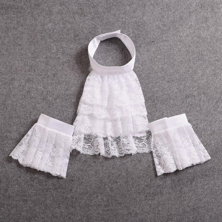 BLESSUME Jabot Kragen Viktorianisch Halskrause Spitze Jabot Kostüm Gross Weiss Jabot Manschetten Ein