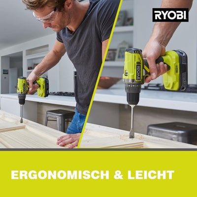 RYOBI 18 V ONE+ Akku-Bohrschrauber R18DD2-242S (2-Gang-Getriebe, max. Drehmoment 40 Nm, Drehmomentst