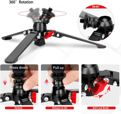 Koolehaoda Mini Stativ Desktop Stativ Universelle 3 Fuss Einbeinstativ-Stützbasis Ständer Einbeinsta