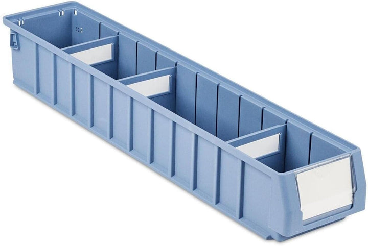 SparSet 5x Regalkasten 600 SN mit Etikett & Schutzhaube | HxBxT 9x11,7x60cm | 4,2 Liter | Sichtlager