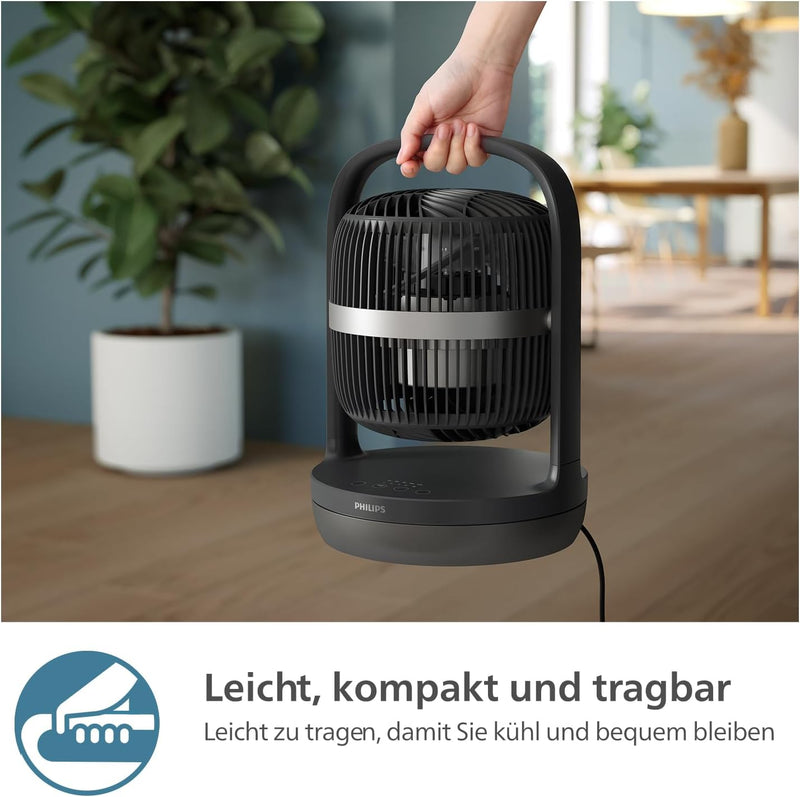 Philips Oszillierender Tischventilator Serie 3000. Starke & superleise SilentWings Technologie. 23dB