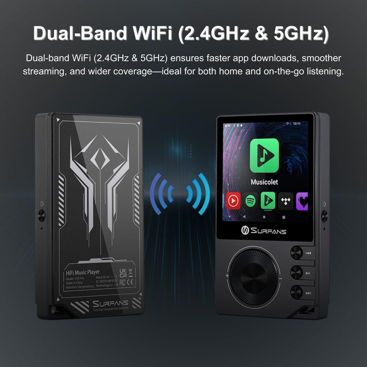 F20 Pro Android Hi-Res Musikplayer mit Dual ESS9018 DAC, DSD512, Spotify & Tidal Support, WLAN & BT