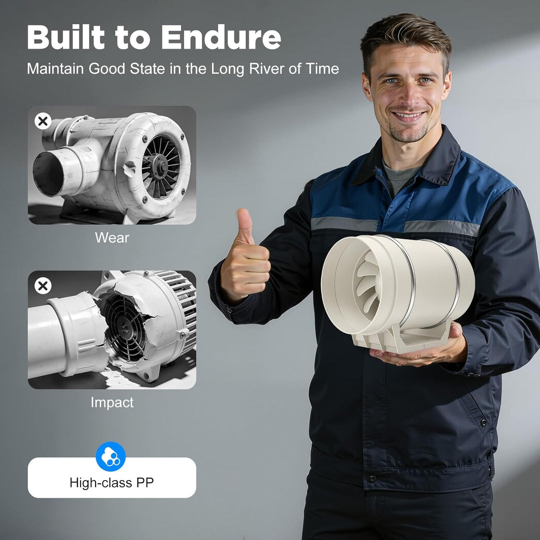 Rohrventilator Rohrlüfter,136W 900m³/h Mit Kupfermotor Ø150mm | 2600U/min,Diagonale Lüfterblätter,Ab