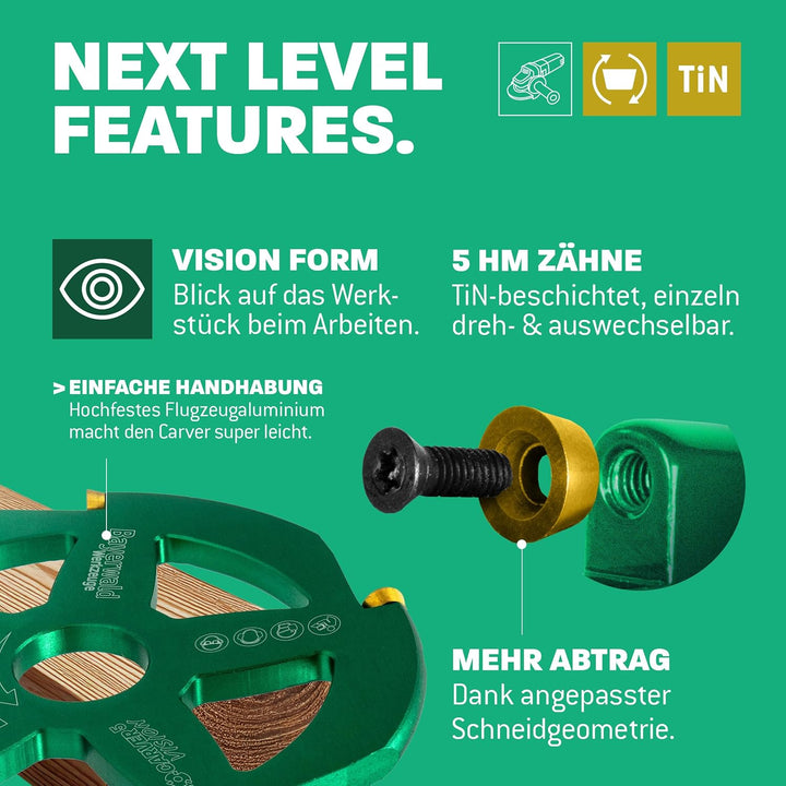 Bayerwald NeoCarver 5 Vision V2 - Hartmetall Frässcheibe für Holz - Holzschnitzfräser aus Aluminium