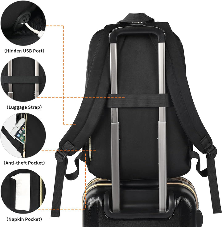 Rucksack Laptop Damen 15,6",Schulrucksack Mädchen Teenager Schultasche Frauen für Universität Studiu