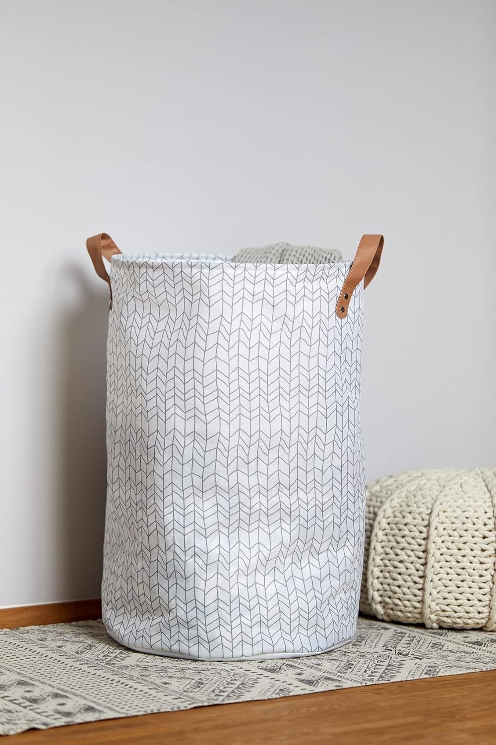 WENKO Wäschesammler Geo, geräumiger Wäschekorb aus hochwertigem Polyester, platzsparend zusammenfalt