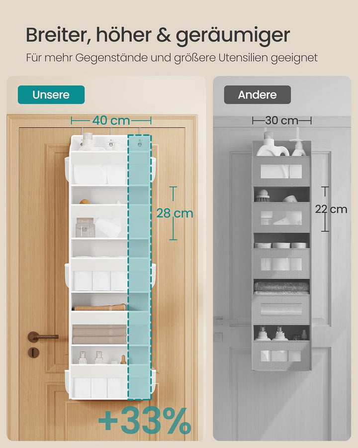SONGMICS Tür-Organizer, 5 Fächer, Hängeregal faltbar, Hängeorganizer, Metallhaken, Hängeaufbewahrung