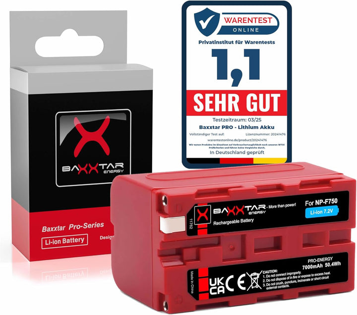 BAXXTAR PRO Akku NP-F750 echte 5200mAh - LG Cells Inside - kompatibel mit Sony NP-F750 / NP-F550 NP-
