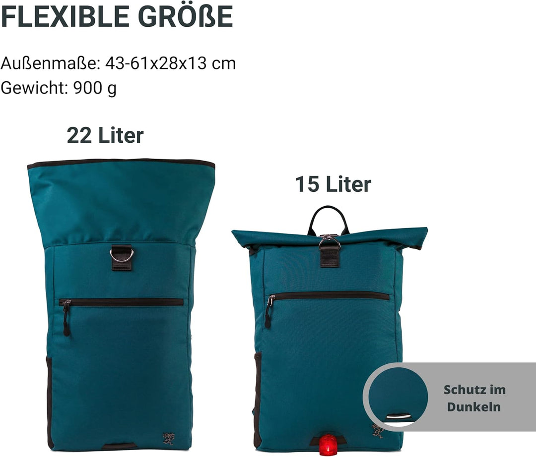 FUCHS & REBELL® Rolltop Rucksack PIET - Durchdacht & Nachhaltig - mit Laptopfach & Anti Diebstahl Ta