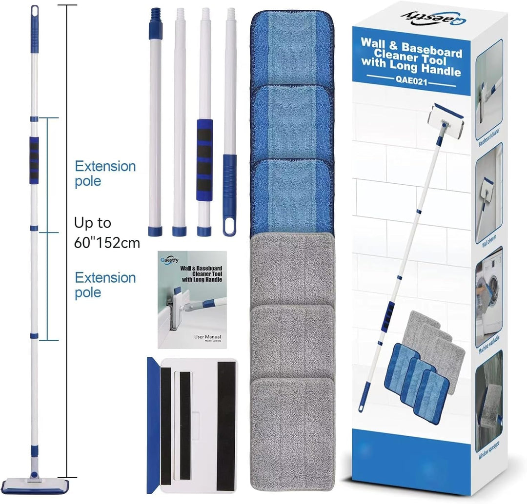 Qaestfy Wandreiniger Fliesenreiniger Gerät Fliesenwischer mit 152cm Aluminium langem Griff Bad Reini