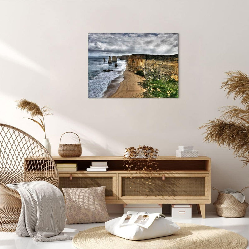 ARTTOR Bilder auf Leinwand Strand Ozean Landschaft Leinwandbild 70x50cm Wandbilder Dekoration Wohnzi