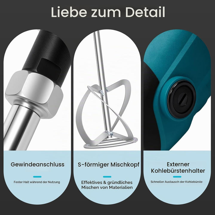 Farb-Mörtelrührer &amp; Betonmischer 2100W Elektrisch - Handrührwerk mit 6 Geschwindigkeitsstufen, 800 U