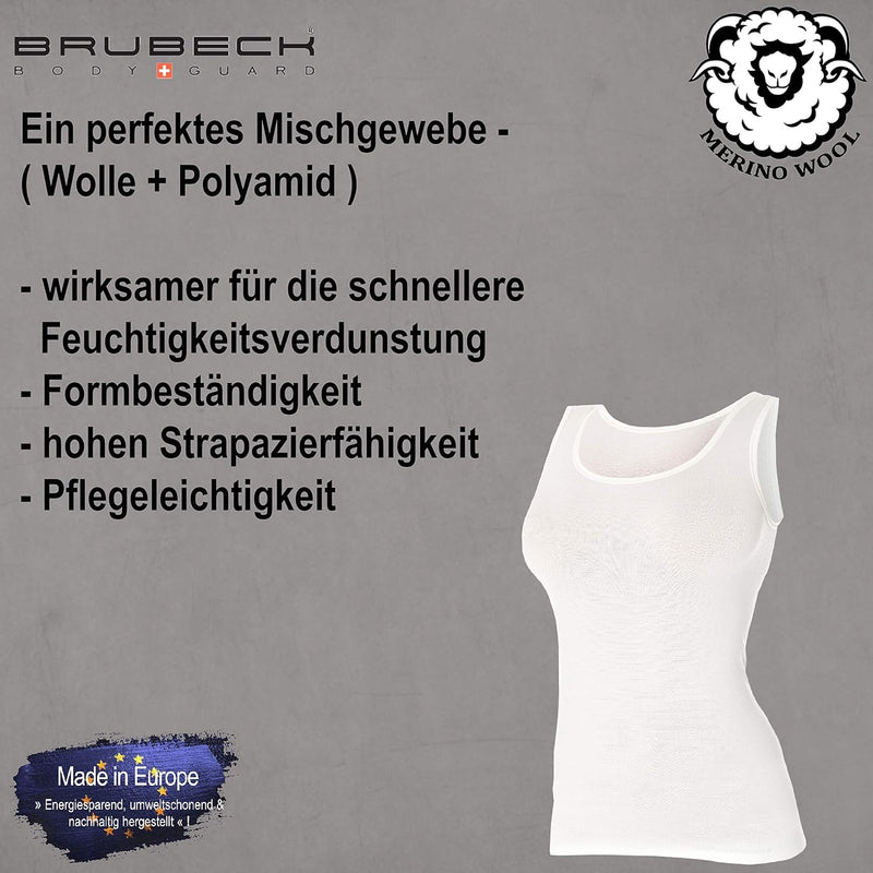 BRUBECK Damen Tank-Top | Ärmellos | Atmungsaktiv | Sport | Funktionsunterhemd | Oberteil | 41% Merin