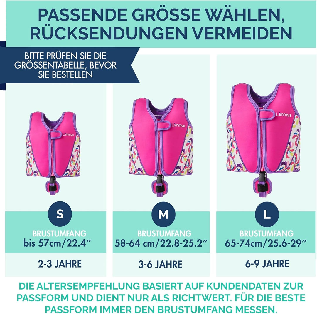Limmys Premium Schwimmweste für Kinder – Moderne Schwimmhilfe für Jungen, Mädchen und Kleinkinder –
