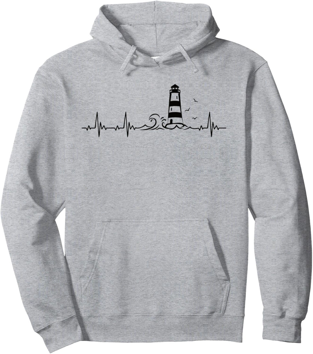 Nordsee und Ostsee Leuchtturm Herzschlag Pullover Hoodie