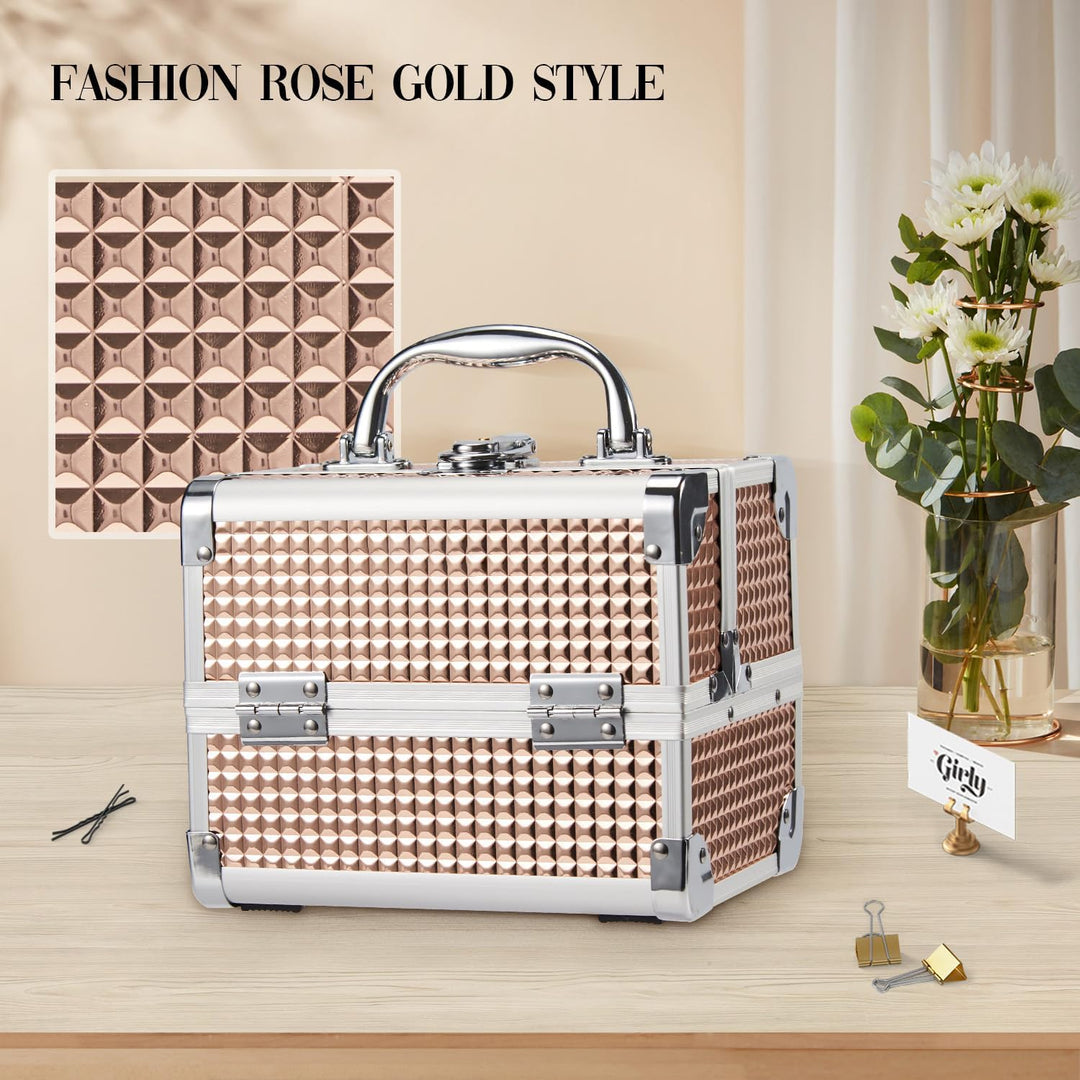 Joligrace Kosmetikkoffer Schminkkoffer, Kosmetik Make up Organizer Koffer Mit Schlüssel und Spiegel