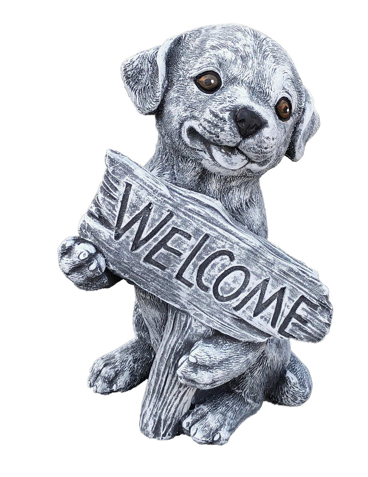 stoneandstyle Steinfigur Hund Welcome Frostfest wetterfest massiver Steinguss