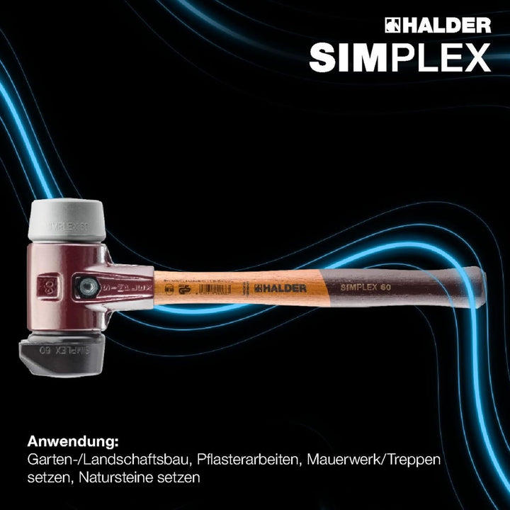 SIMPLEX-Schonhammer, Gummikomposition, mit Standfuss/TPE-mid; mit Tempergussgehäuse und hochwertigem