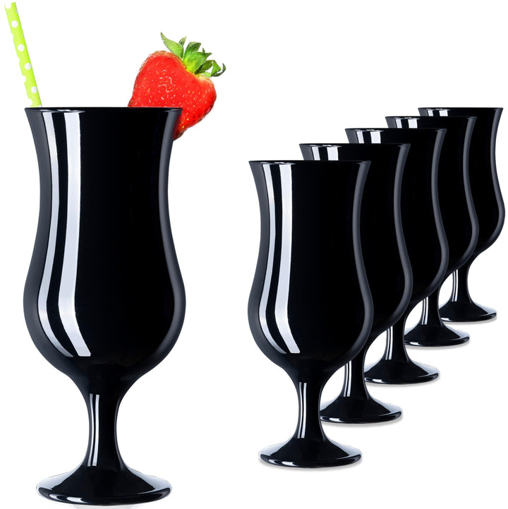 Schwarze Cocktailgläser max. 470ml aus Glas Set (6-Teilig) Longdrinkgläser Partygläser Milkshake Gla
